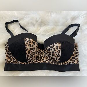 H&M Leopard Print Push-Up Padded Lace Trim Bra, 36C